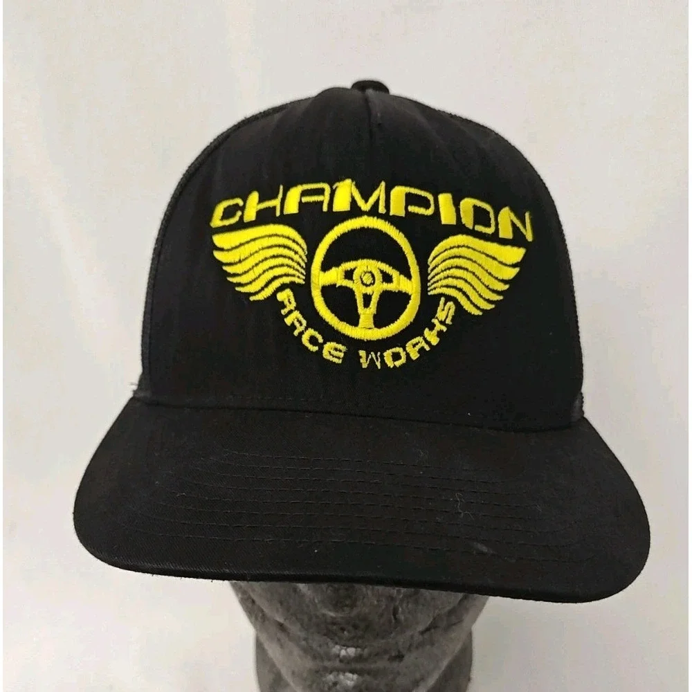 Champion Race Works Hat Cap Black Adjustable Yellow‎ Logo Collectibles #80